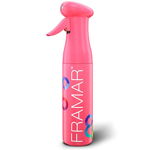 FRAMAR Premium Hair Mister Spray Bottle – Continuous Spray Bottle For Hair, Water Sprayer, Continuous Mister for Salon Supplies – Ultra Fine Mist – Pink 250 ml - color: Pink