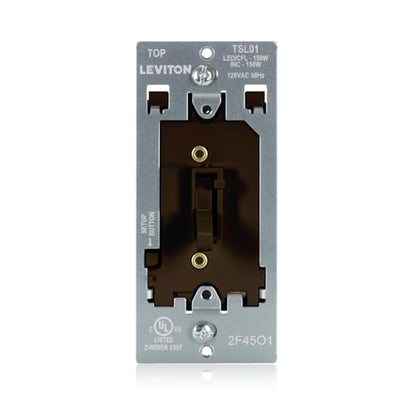 Leviton Toggle Slide LED Advanced Dimmer Switch for 150W Dimmable LED, Halogen and Incandescent Bulbs and Fixtures, TSL01-10B, Brown - color: Brown