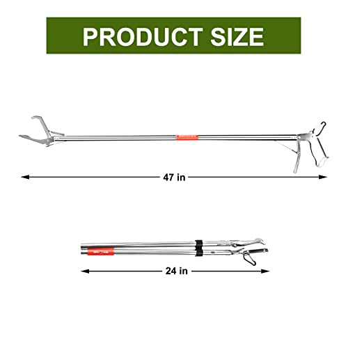 Reptile Tongs Snake Grabber Tool lock 47 inch Aluminum Alloy Easy to Carry Foldable and Light with Zigzag Wide Jaw Stainless Steel Professional Outdoor Catch Snake Hooks - style: 1pcs 47