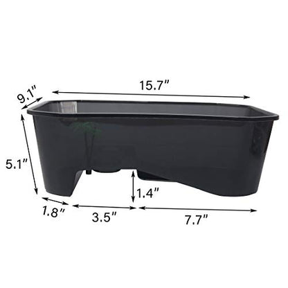 PINVNBY Plastic Turtle Tank Reptile Habitat Pet Terrariums Turtles Tank Aquarium Terrapin Topper Basking with Platform Plants,Durable,Safe, Non-Toxic(Black) - color: Black