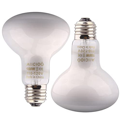 Aiicioo Reptile Basking Light Bulb - 100W Reptile Heat Lamp 2 Pack UVA Daylight Amphibians Basking Bulb for Bearded Dragon Turtle Hermit Crab Gecko Lizard Daylight - color: ['White'], size: ['100W']