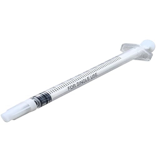 100 Pcs 1ml 1cc Syringe No Needle Plastic Syringe with Caps for Pets Oral, Refilling, Oil or Glue Applicator, Measuring or Transfering Tiny Amount of Liquids