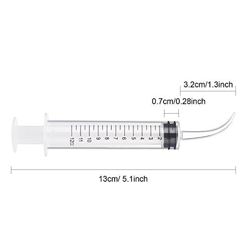 TecUnite 8 Pcs Syringe 12cc Dental Irrigation Syringe with Curved Tip for Wisdom Teeth Measurement Disposable Water Oral Mouth Liquid Tonsil Stone Squirt Mouthwash Cleaner Syringes - style: With Measurement