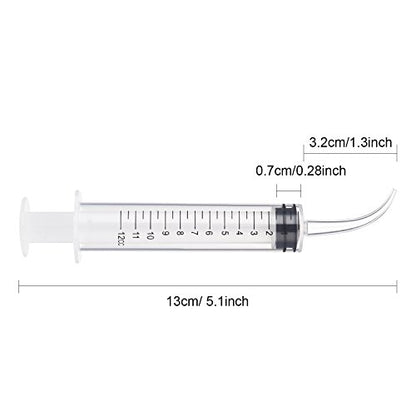 TecUnite 8 Pcs Syringe 12cc Dental Irrigation Syringe with Curved Tip for Wisdom Teeth Measurement Disposable Water Oral Mouth Liquid Tonsil Stone Squirt Mouthwash Cleaner Syringes - style: With Measurement