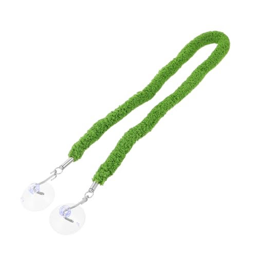 TEHAUX Flexible Bendable Climbing Rope for Reptiles and Snakes with Suction Cup Hook, Realistic Green Plush and Plastic Vine for Pet Habitat Decor and Reptile Tank Climbing Accessories