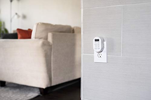 myTouchSmart Simple Set 7-Day Digital Timer, 2 Grounded Outlet Timer, Sunrise-Sunset Indoor Timer Outlet, Programmable ON/OFF Plug Timer, 125V Light Timer, Lamp Timer, Seasonal Lights, White, 35150