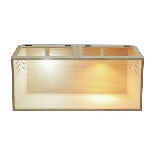 Quail Brooder Box, Soild Wood Brooder Box, Intelligent Breeding Boxes with Automatic Water Feeder Thermometer & Hygrometer Complete Set for Chicks Quail Birds Small Reptile Animals