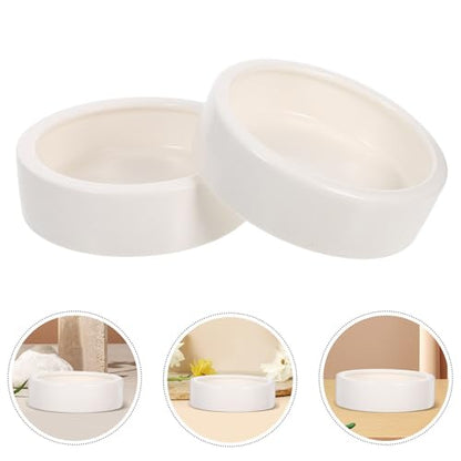 Mikikit 2 Pcs White Ceramic Lizard Feeder Bowls with Anti-Escape Design, Safe Round Small Feeding Dishes for Reptile Food and Water, for Small Reptile Animals