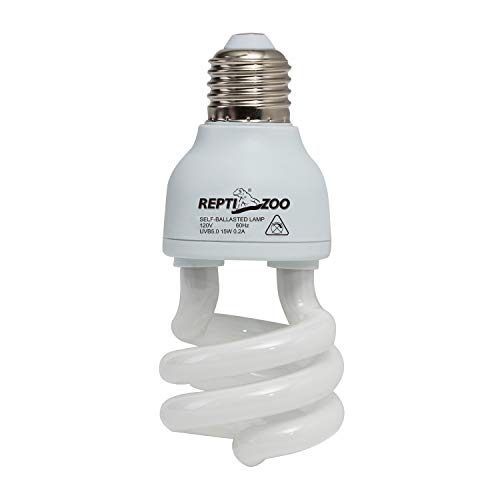 REPTI ZOO 15 W UVA UVB 5.0 Reptile Lights Energy Saving Reptile Heat Lamp UVB Bulb Spiral Compact Bulb Fit for Rainforest Type Reptile/Snake/Lizard/Insect/Turtle/Tortoise - size: 1 Count (Pack of 1)