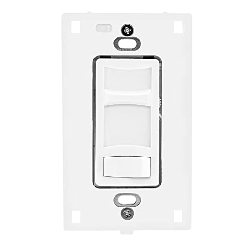 Maxxima LED Slide Dimmer Switch, White, 3-Way/Single Pole, 600 Watt Max | LED Compatible, Decorative Electrical Light Switch, On/Off Switch, Screwless Wall Plate Cover Included