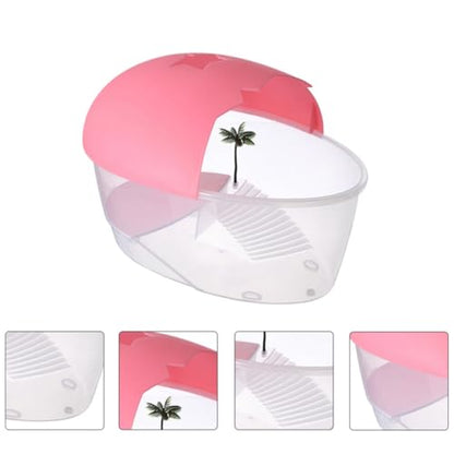 Plastic Reptile Pet Habitat Box and Prevents Escaping with Basking Platform and Swimming Area, Ventilated Turtle Tank Convenient to Clean for Turtles and Reptiles