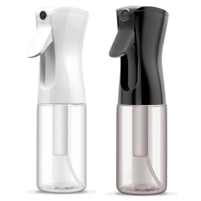 ELEMSY Spray Bottle For Hair (2 Pack 6.8 OZ) Continuous Mister Empty Spray Bottles, Ultra Fine Mist Water Sprayer for Hairstyling, Cleaning, Plants, Pets, Barbers, Salons, Essential Oil Scents - style: White & Black