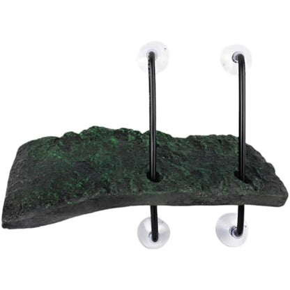 Turtle Basking Platform, Large Floating Adjustable Pier, Reptile Ramp for Aquatic Tank, Resin Rock with Suction Cups, Non-Slip for Climbing Turtle, Frog, Newt, 11 X 4.7 in
