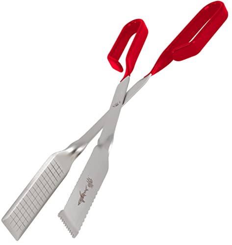 Grill Tongs for Steaks - 2-Pack Gift Set - 17" & 13" Professional Kitchen and Outdoor Grilling Utensil Set (Red) - color: Red 2X Steak Tongs