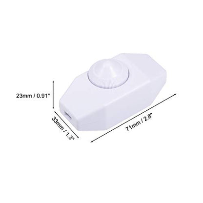 uxcell Rotary Cord Switch AC 250V 2A Slide Control Lamp Dimmer 100-Watt White (Pack of 2)