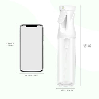 2-Pack Continuous Fine Mist Spray Bottle for Hair - Patented Ultra-Fine Mist for Hairstyling, Cleaning, Plants, and More - BPA-Free, Leak-Proof, 360° Spray, Durable - White (300 ml/10.1oz)