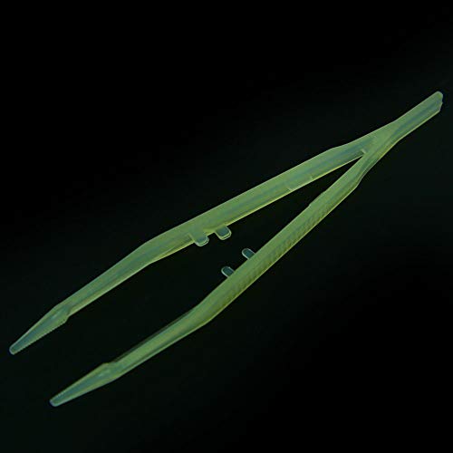 Glow in The Dark Reptile Feeding Tongs 10.6 Inch, Stainless Steel Tweezers with Rubber Tip, Long Curved & Straight Feeder Tool Kit for Bearded Dragon Snake Lizard Terrarium Accesso