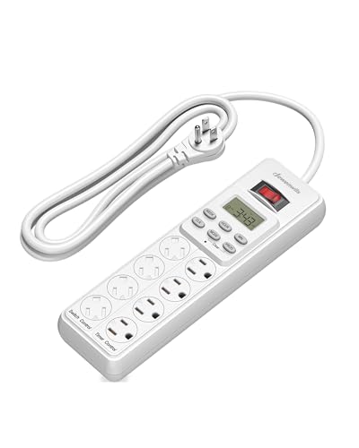 DEWENWILS 8 Outlet Power Strip with Timer (4 Timed/4 Always On), Indoor Digital Outlet for Reptile Light, Turtle Grow Light, Bearded Dragon Tank, Aquarium, 6ft Flat Plug Cord, 15A, UL Listed