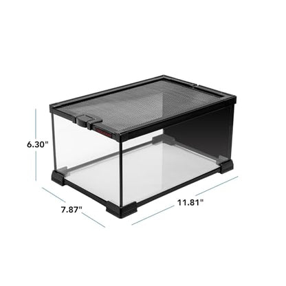 Aquatop 2.5 Gal Stackable Small Pet Terrarium - Durable Clear Glass Tank with Removable Ventilated Mesh Top for Reptiles, Arachnids, and Amphibians, RT-2.5 - size: 2.5 Gallon
