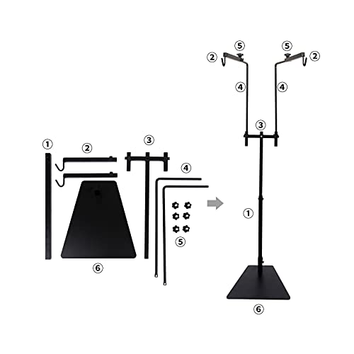 Reptile Heat Lamp Stand,Pet Lamp Holder, Adjustable Metal Floor Light Lamp Bracket Support with 2Hooks for Reptile Small Animals or Succulent Plants Glass Terrarium