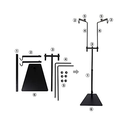 Reptile Heat Lamp Stand,Pet Lamp Holder, Adjustable Metal Floor Light Lamp Bracket Support with 2Hooks for Reptile Small Animals or Succulent Plants Glass Terrarium