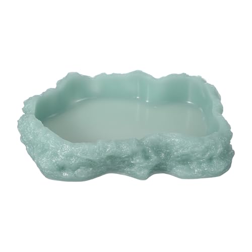 Reptile Food Bowl, Reptile Feeding Dish Corner Bowl Water Resin Rock Worm Feeder Dish l (8.5 in, Glow Dark Green), Intended for Lizards/o/Scaled Pet/Leopard o/Spiders - color: Glow Dark Green, size: 8.5 In