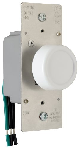 Legrand Pass & Seymour 600W Preset Rotary Dimmer Light Switch, For Home Lighting & Ambient Mood Control, Incandescent & Halogen Bulbs, Single Pole, R600PWV, White, 1 Count