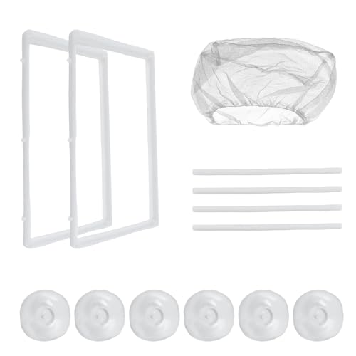 MY MIRONEY 2PCS 10.24" x 5.91" x 5.91" Fish Tank Breeder White Nylon Fish Incubator Mesh Box Aquarium Fish Fry Hatchery Breeder with Suction Cups - style: 10.24" x 5.91" x 5.91"; White; without Divider