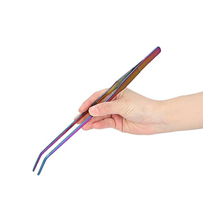 Aquarium Tweezers,27cm Long Multipurpose Tongs Stainless Steel Fish Long Tweezers Planted Tongs Feeding Tools for Kitchen Reptiles (27cm bent clip) - size: 27cm bent clip
