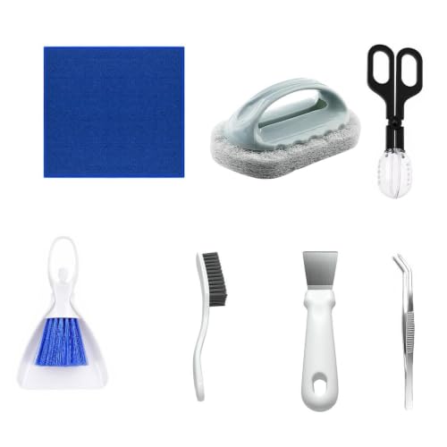 Reptile Tank Cleaner Kit, 7PCS Terrarium Cleaning Set With Dustpan, Brush And Feeding Tongs, Bearded Dragon Cage Cleaning Supplies For Lizard, Gecko, Snake, Turtle, Frog Enclosures And Daily Maintenan