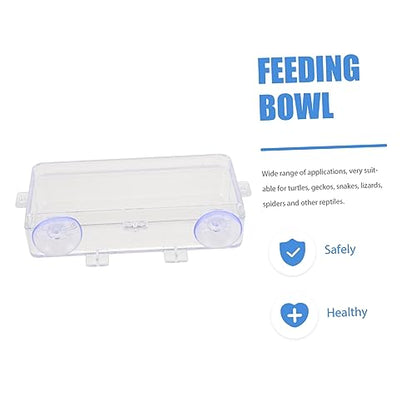 HEMOTON 1Pc Suction Cup Reptile Feeder Transparent Gecko Feeding Bowl for Water and Food Easy to Dish for Lizard and Tortoise Daily Use Water Dish