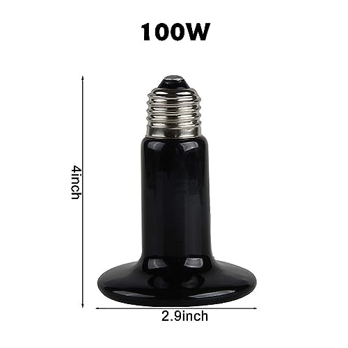 Ceramic Heat Emitter Infrared Reptile Heat Emitter,Reptile Heat Lamp Bulb for Turtle,Snake,Chicken and Birds(100W)