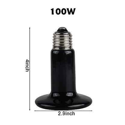 Ceramic Heat Emitter Infrared Reptile Heat Emitter,Reptile Heat Lamp Bulb for Turtle,Snake,Chicken and Birds(100W)