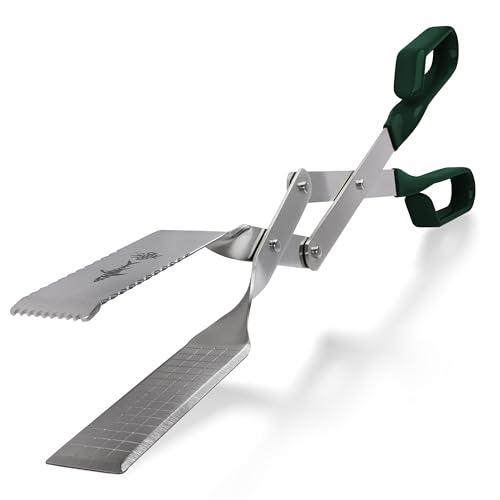 Grill Tongs - 17 inch (Green). Professional steak grilling utensil. Long-reach Barbeque Tong. Ideal for steak, fish, burger, and sausage - color: Green Steak Tongs