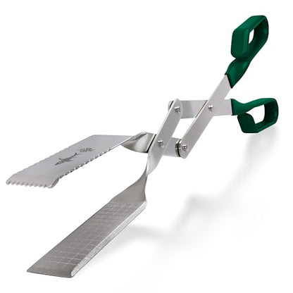 Grill Tongs - 17 inch (Green). Professional steak grilling utensil. Long-reach Barbeque Tong. Ideal for steak, fish, burger, and sausage - color: Green Steak Tongs
