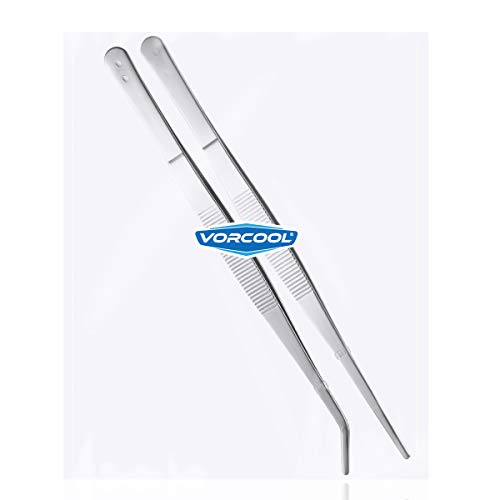 VORCOOL Stainless Steel Straight and Curved Nippers Feeding Tongs for Reptile Snakes Lizards Spider 2 Pcs Silver