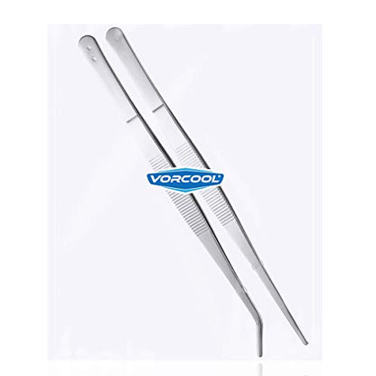 VORCOOL Stainless Steel Straight and Curved Nippers Feeding Tongs for Reptile Snakes Lizards Spider 2 Pcs Silver