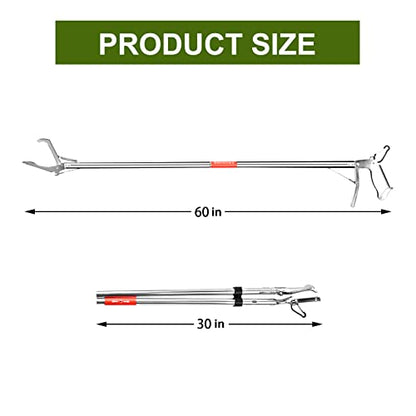 Snake Grabber Professional All Aluminum Alloy Rattle Snake Catcher Tool Wide Jaw Handling Window Opener Pole Tool with Lock Snake Tongs 2pcs 60 Inch - style: 2pcs60