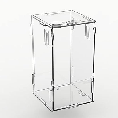 BETAZOOER Acrylic Mini Reptile Tank Habitat Transparent Terrariums with Locking Latch Suitable for Tarantula Isopod Roach Invertebrates (8''x6''x14'') - size: Large