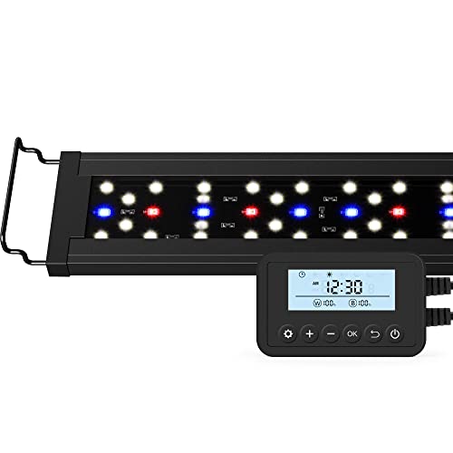 NICREW SkyLED Plus Aquarium Plant Light, Freshwater Fish Tank Light with Ramp Up and Dim Down, Spectrum Adjustable and Lighting Schedule Programmable with Controller, 12-18 Inches, 11 Watts - size: 12 - 18 in
