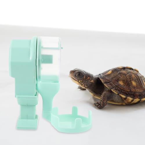 HOMSFOU Automatic Reptile Feeder and 100ml Water Dish Dispenser, Smart Timed Feeding Bowl for Turtles and Lizards, Large Capacity Emerald Reservoir for Terrarium Use