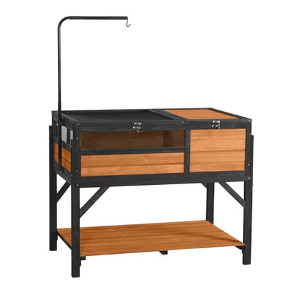 Wooden Tortoise Habitat with Detachable Legs & Adjustable Lamp Holder – Reptile Terrarium for Small Animals