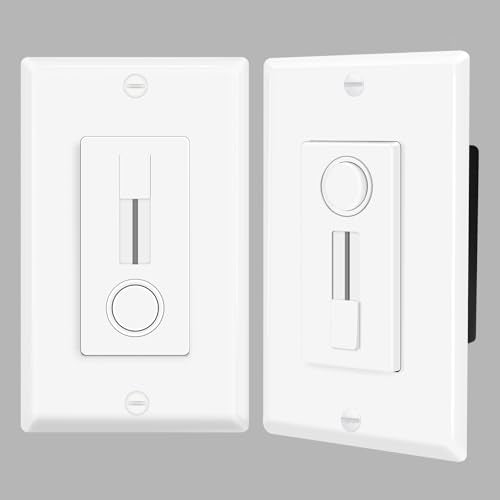 2 Pack Single Pole LED Dimmer Switch, No Neutral Wire Required, Slide Dimmer Light Switch for 150W LED/CFL, 600W Incandescent/Halogen, ETL Listed, White - color: Single-Pole Slide Dimmer