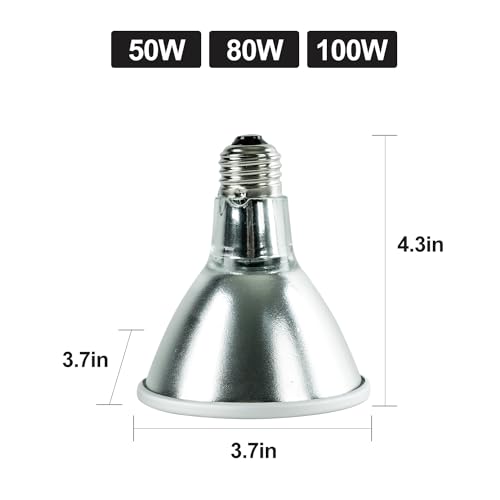 REPTI ZOO Reptile Basking Heat Lamp Bulb, 100W Splashproof Energy Saving Deep Heater Non-Luminous Carbon Infrared Heat Bulb for Reptile Amphibians - style: 100W