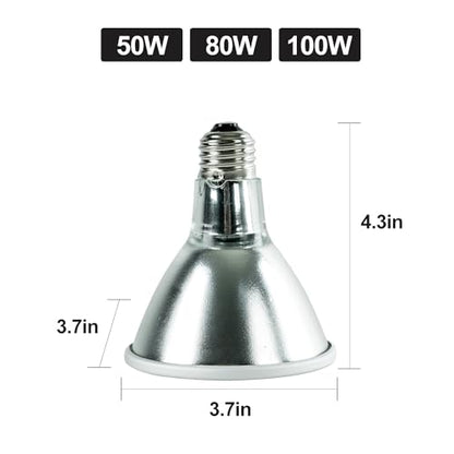 REPTI ZOO Reptile Basking Heat Lamp Bulb, 100W Splashproof Energy Saving Deep Heater Non-Luminous Carbon Infrared Heat Bulb for Reptile Amphibians - style: 100W