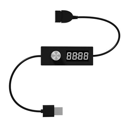 PowerFlow Adjustable USB Timer Cable Programmable Countdown Power Off Switch with Digital Display for USB Fan Lamp Night Light Aquarium 5V Devices