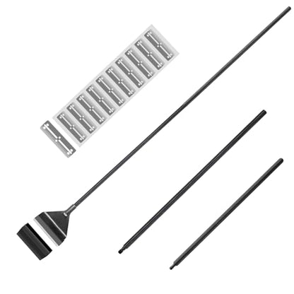 YOFOTHS 25.6inch Algae Scraper for Glass Aquariums Fish Tank Cleaner Tool with 10 Blades Aluminum Alloy Long Handle Tool-Less Installation