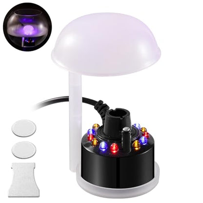 WINTS Mist Maker,12 LED Mister Fogger Water Fountain Pond Fog Machine Atomizer Air Humidifier, Fountain Mister Fogger with Splashing Guard Perfect for Fountain Pond Halloween (Black) - color: Black