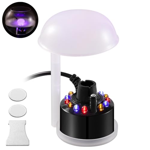 WINTS Mist Maker,12 LED Mister Fogger Water Fountain Pond Fog Machine Atomizer Air Humidifier, Fountain Mister Fogger with Splashing Guard Perfect for Fountain Pond Halloween (Black) - color: Black