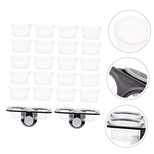 DECHOUS 1Set Reptile Feeder with Suction Cup Double Cups Feeding Ledge for Geckos and Lizards Water Dispenser for Reptile Tank Supplies Compact Design for Easy